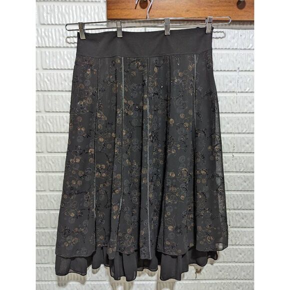 ModeLia Women's Brown Black Sequin Embellished Midi A-line Skirt Size XXL NWT - Picture 1 of 9